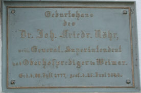 Gedenktafel am Geburtshaus von Dr. Johann Friedrich Röhr