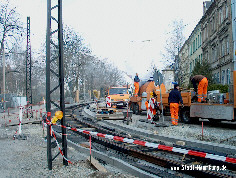 Arbeiten am Streckenabschnitt Raschstraße im März 2004